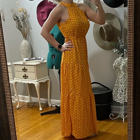 Boho Polka Dot Belted Halter Maxi Dress - Picture 8 of 10